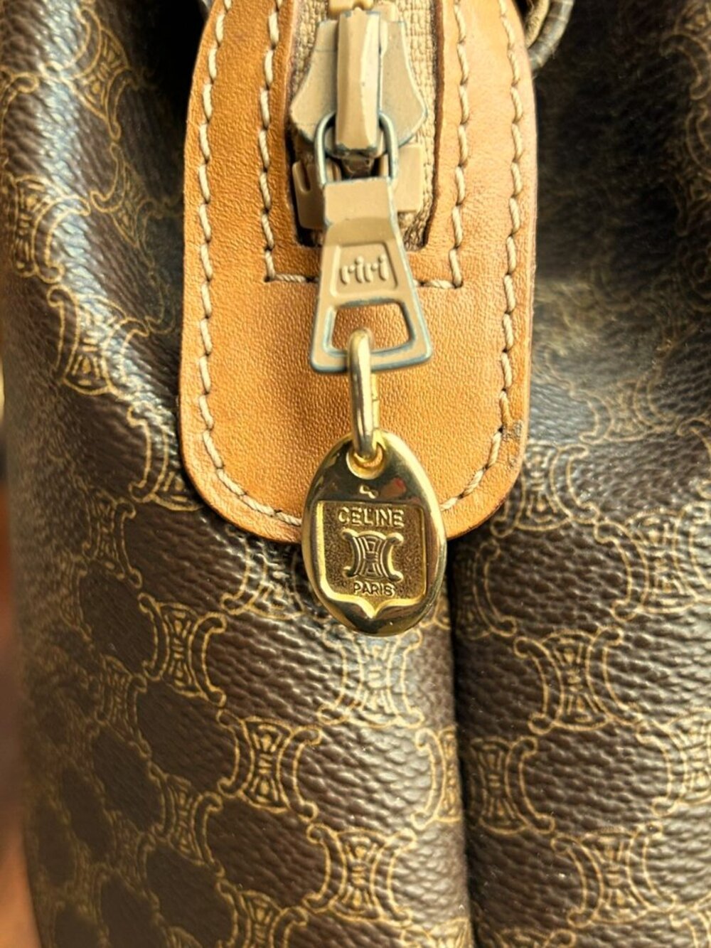 CELINE Macadam Canvas and Shoulder Bag, Brown, Carmel - Picture 7 of 16
